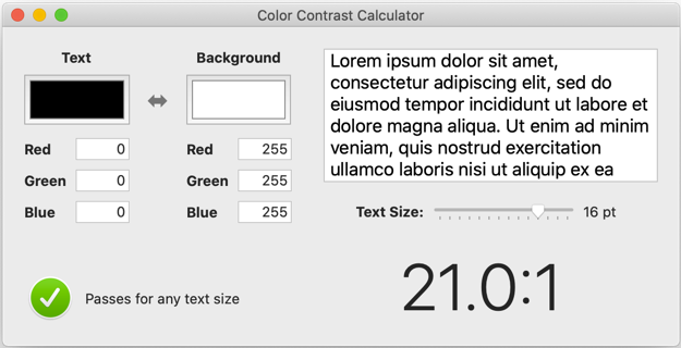 Xcode Color Contrast Calculator