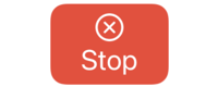 Red button with stop icon above Stop title