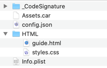 Package directory showing the HTML folder is preserved