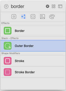 Outer border modifier in Xcode Library