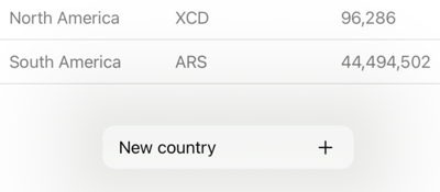 Context menu with add new country action