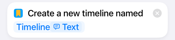 Shortcut summary showing create a new timeline named Timeline text
