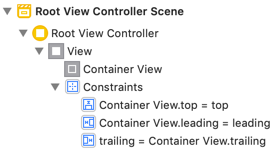 Leading, top and trailing constraints to root view