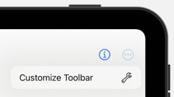Open overflow menu with customize toolbar action