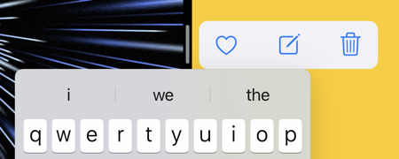Floating keyboard across split screen divider. App on the right. Toolbar on top of keyboard to the right of divider