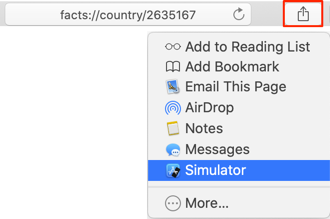 Share URL from Safari to Simulator