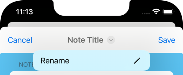 Drop down title menu with rename action