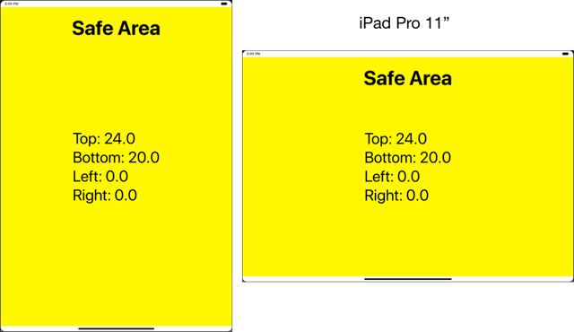 iPad Pro 11-inch safe area