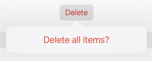 Popover below a delete button showing delete all items?