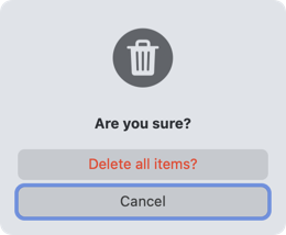 macOS dialog with trash icon