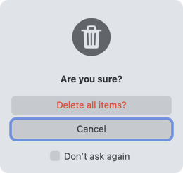 macOS dialog with don&rsquo;t ask again checkbox