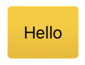 Black hello text in rounded rectangle with a yellow gradient background