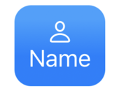 White person icon and name text in a rounded blue gradient rectangle