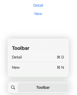 Root view with Toolbar HUD showing command-D and command-N shortcuts