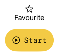 Label and button arranged vertically. Label has a vertical star image about favourite text. The button is a yellow horizontal capsule with black play icon and start text
