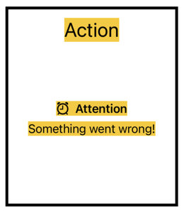 Three text labels with yellow background in a white rectangle