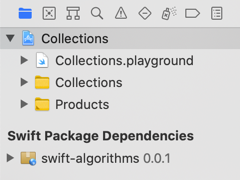 Project navigator showing package dependencies