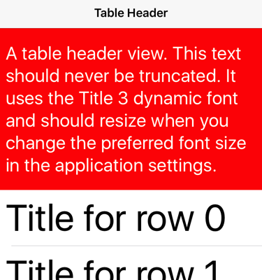 Table View Header
