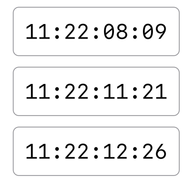 Three timecodes a few seconds apart