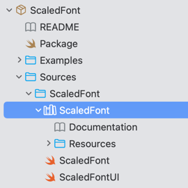 Xcode File Navigator with Catalog in ScaledFont directory