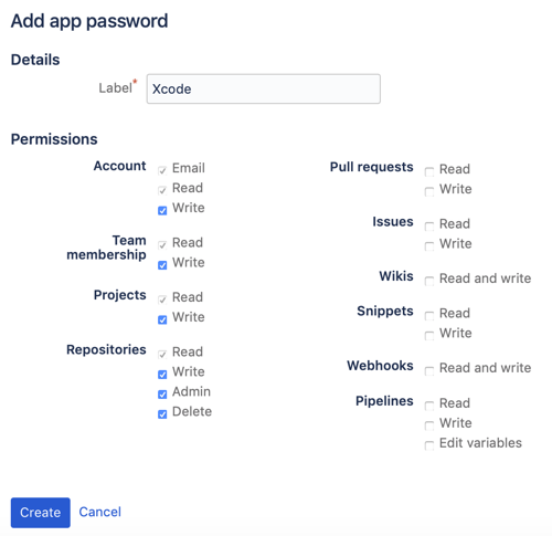 App password permissions